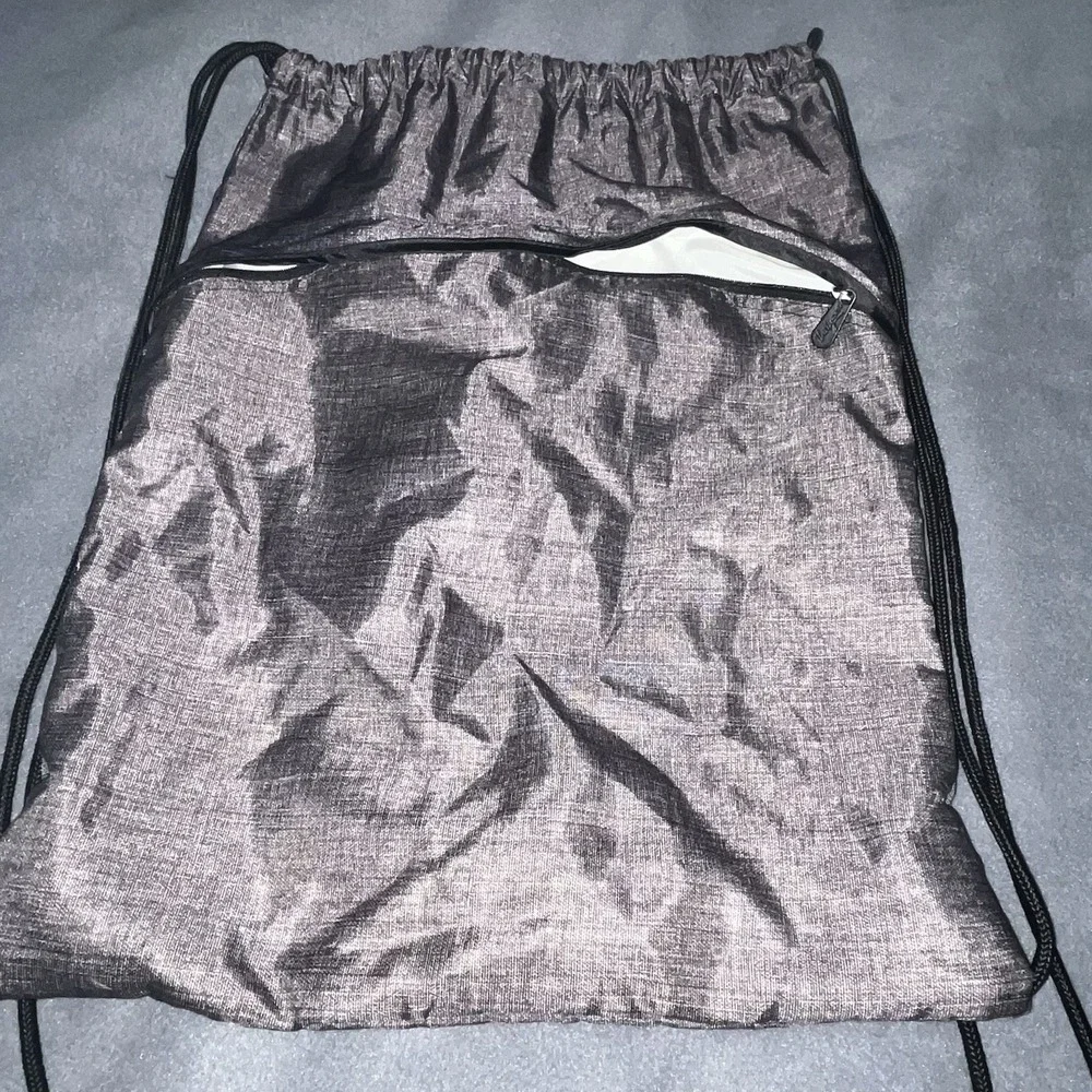 Thirty-One Cinch Sac Bag Drawstring Backpack Charcoal Gray